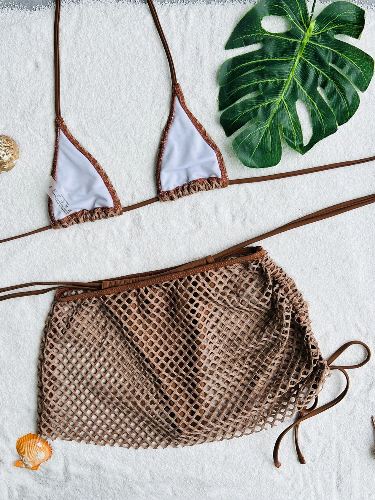 "Desert Glow" – Siateczkowy Bikini Set z Mini Spódniczką
