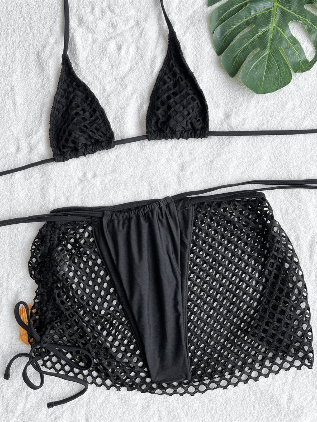 "Desert Glow" – Siateczkowy Bikini Set z Mini Spódniczką