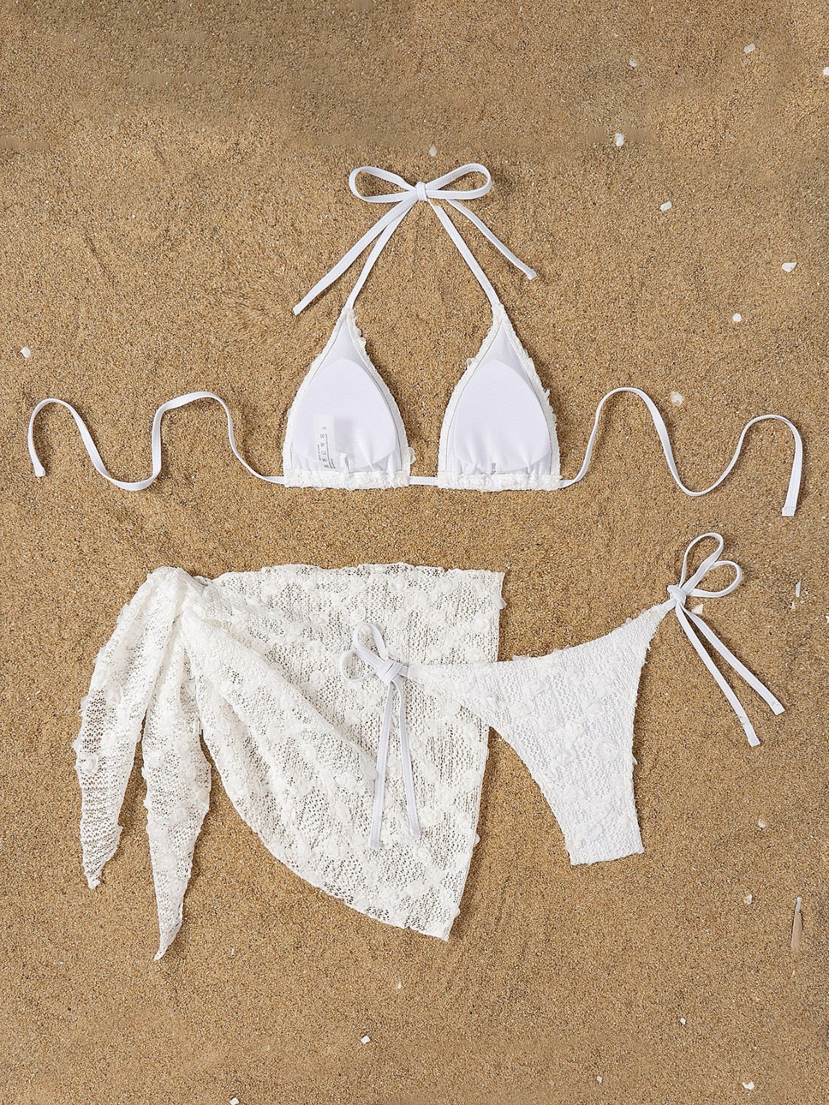 🌴 Bikini Marbella White – Koronkowy zestaw z boho akcentem 🌴